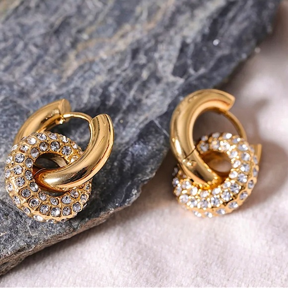 chanti jewelry Jewelry - New Double Hoop 18K Real Gold platted